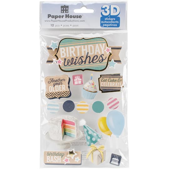 Paper House&#xAE; Birthday Wishes 3D Stickers